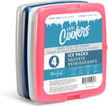 Fit + Fresh Cool Coolers Slim, Reusable Ice Packs for Lunch Bags, Beach Bags, Coolers, and More, Set of 4, Multicolored