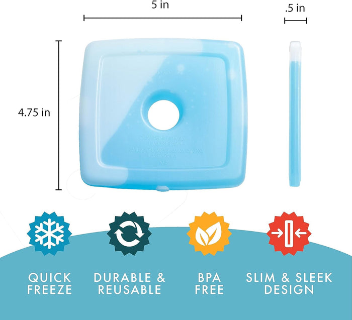 Fit + Fresh Cool Coolers Slim, Reusable Ice Packs for Lunch Bags, Beach Bags, Coolers, and More, Set of 4, Multicolored