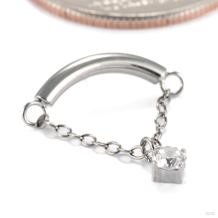 Floating Gem Press-fit End in Titanium with 3mm Clear CZ from Diablo Organics charm detail
