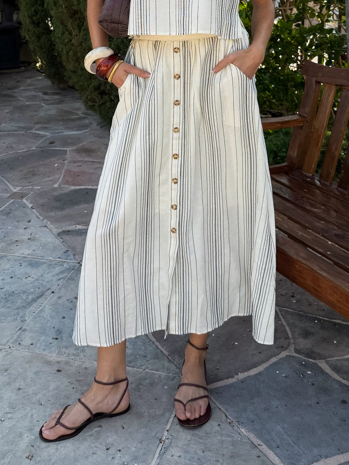 Florence Stripe Midi Skirt - Final Sale - Stitch And Feather