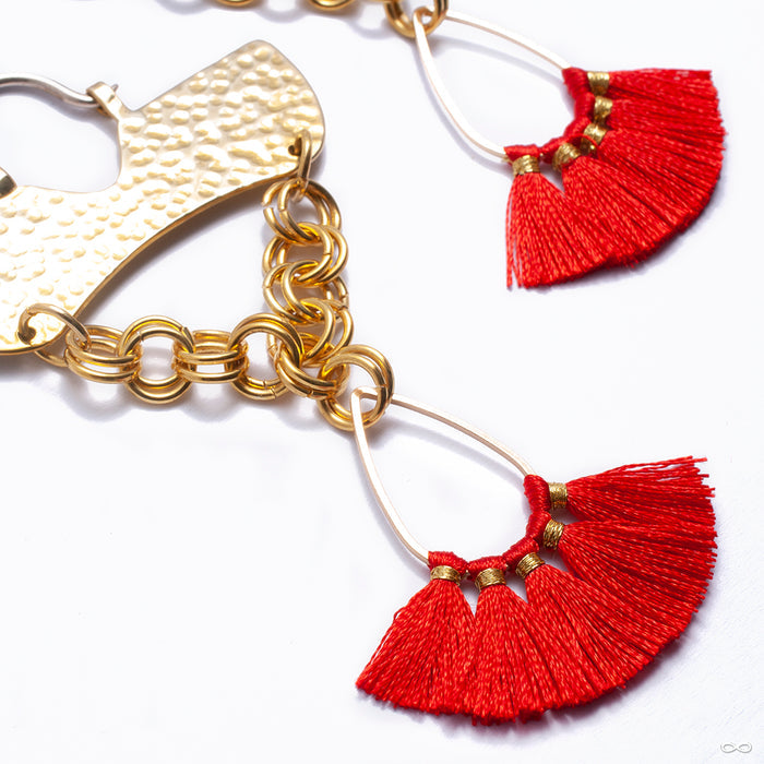 Flutter Hoop Earrings from Oracle with red tassel