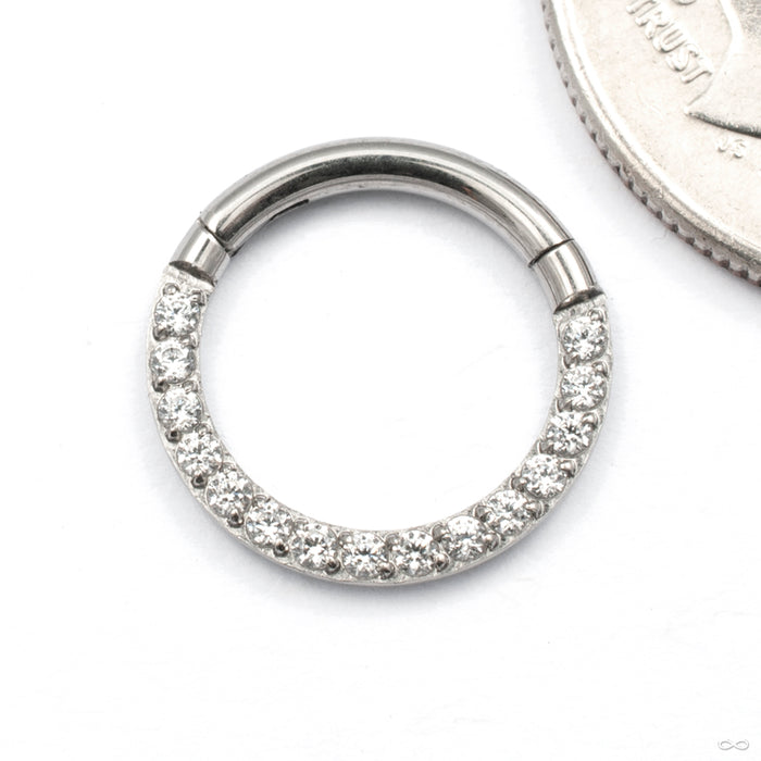 Forward-facing Gem Clicker in Titanium from Diablo Organics with clear CZ
