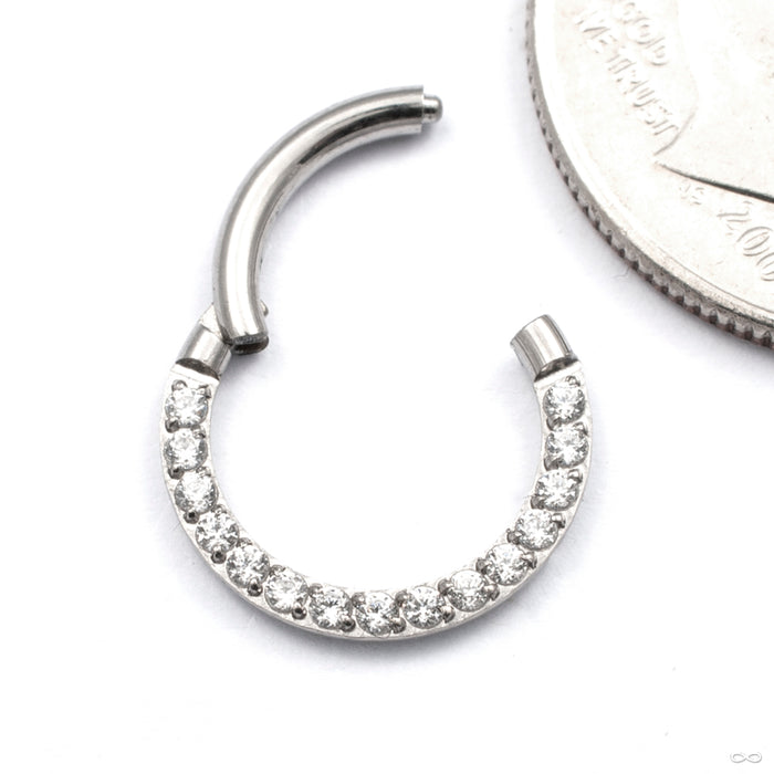 Forward-facing Gem Clicker in Titanium from Diablo Organics with clear CZ