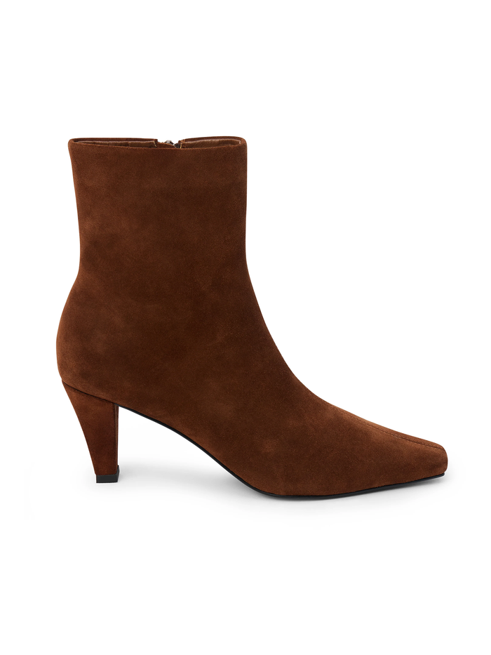 Franco Suede Booties in Walnut - Stitch And Feather