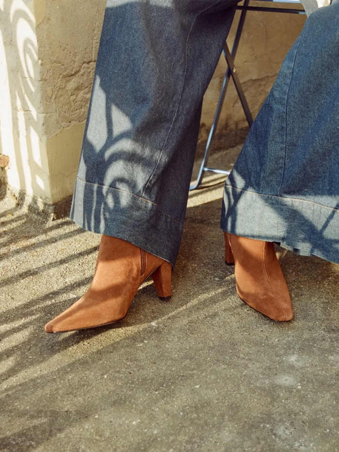 Franco Suede Booties in Walnut - Stitch And Feather