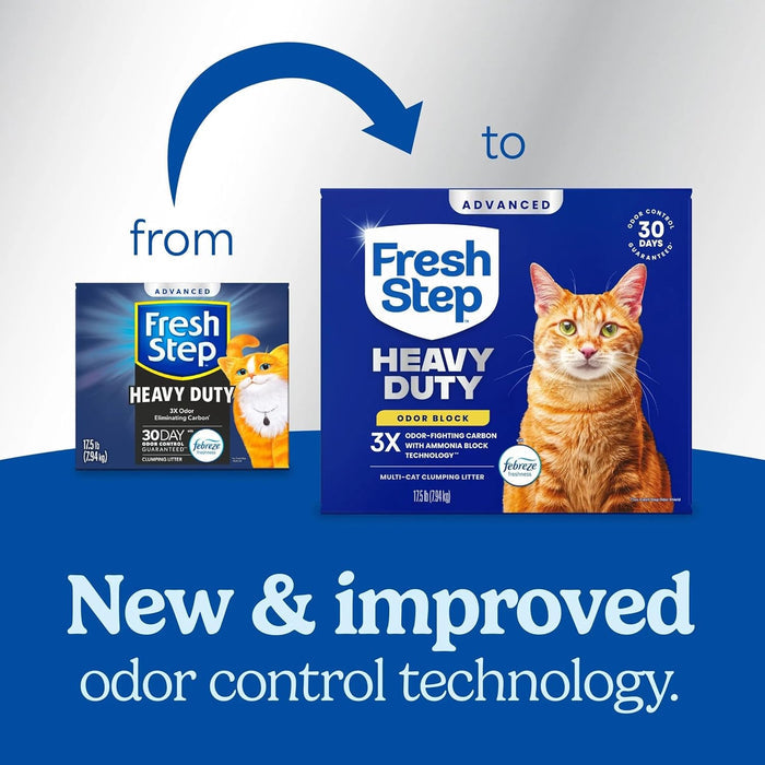Fresh Step Heavy Duty Odor Block Advanced Multi Cat Clumping Litter with Febreze, 17.5 lb (Package May Vary)