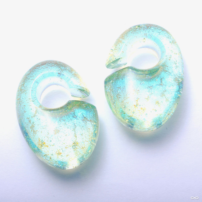 Fused Dichroic Ovoid Weights from Gorilla Glass in Green Gold