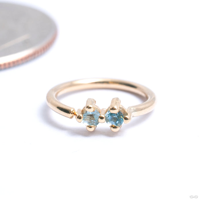 Gala Fixed Bead Ring in Gold from Quetzalli with sky blue topaz