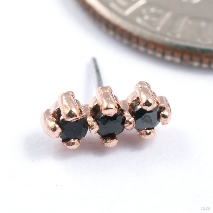 Gala Press-fit End in Gold from Quetzalli in rose gold with black spinel 3 stone