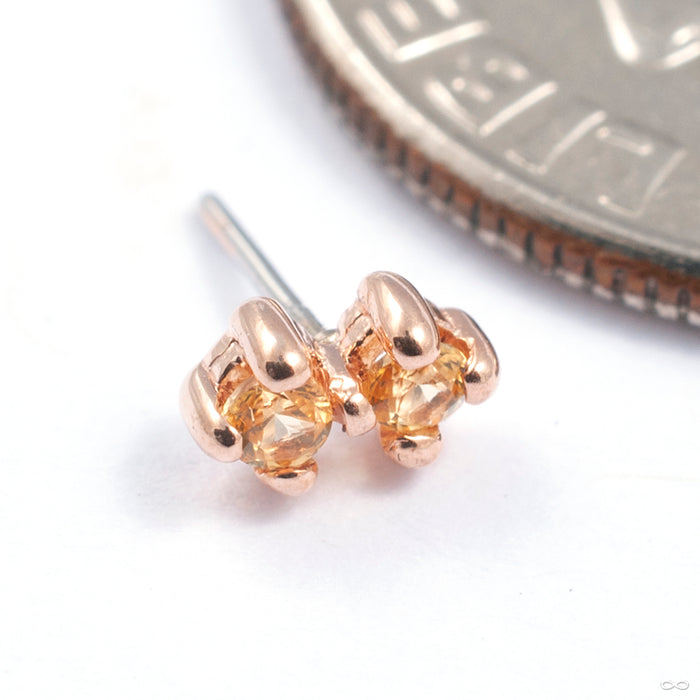 Gala Press-fit End in Gold from Quetzalli in rose gold with yellow sapphire 2 stone