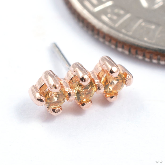 Gala Press-fit End in Gold from Quetzalli in rose gold with his yellow sapphire 3 stone