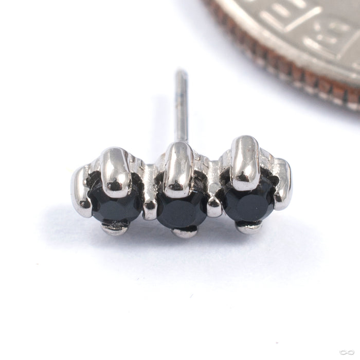Gala Press-fit End in Gold from Quetzalli in white gold with black spinel 3 stone