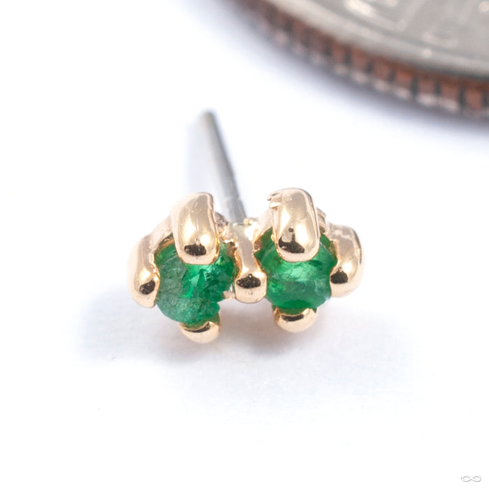 Gala Press-fit End in Gold from Quetzalli in yellow gold with emerald 2 stone