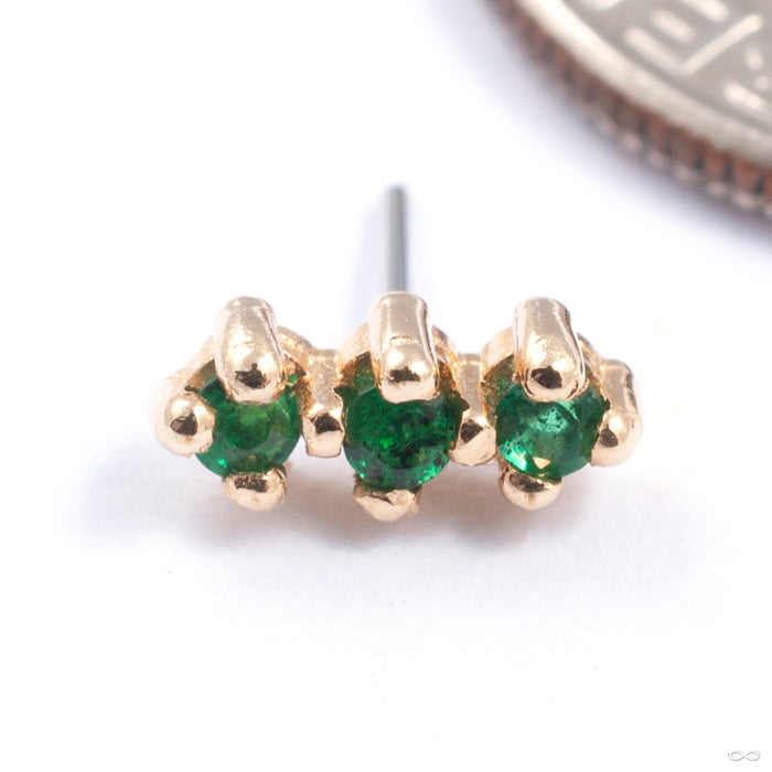 14k Yellow Gold / Emerald / 3 Stone