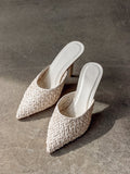 Garnette Woven Heel in Cream - Stitch And Feather