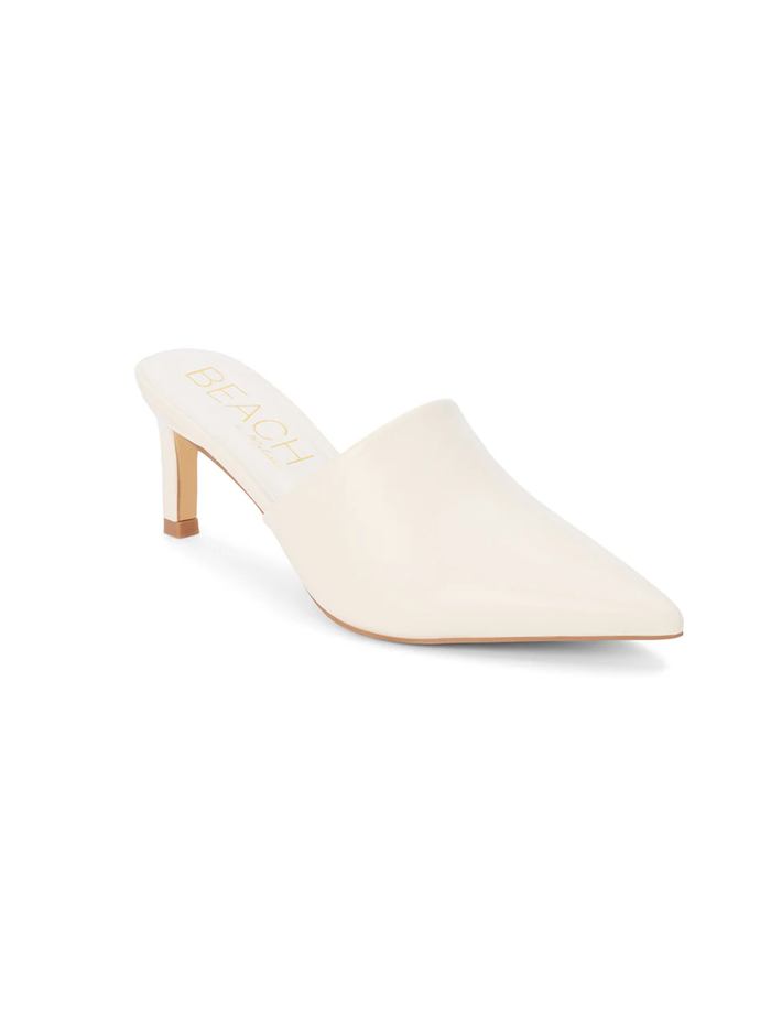 Garret Heeled Mule in Ivory - Stitch And Feather