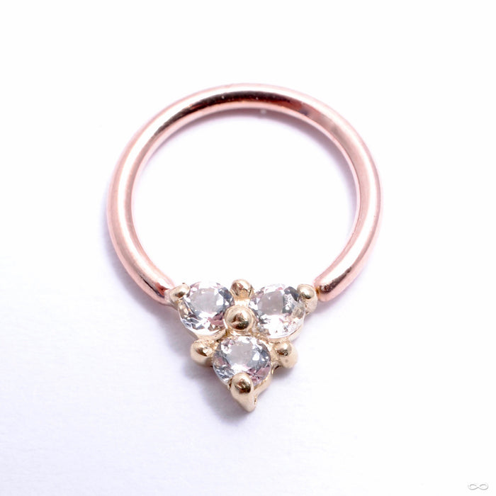 Gemmed Triplet Fixed Bead Ring in Gold from Scylla with white topaz