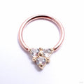 Gemmed Triplet Fixed Bead Ring in Gold from Scylla with white topaz