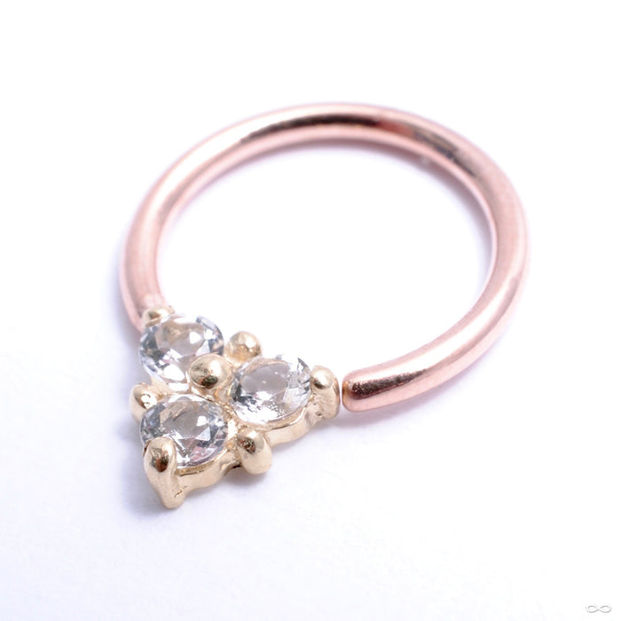 Gemmed Triplet Fixed Bead Ring in Gold from Scylla with white topaz