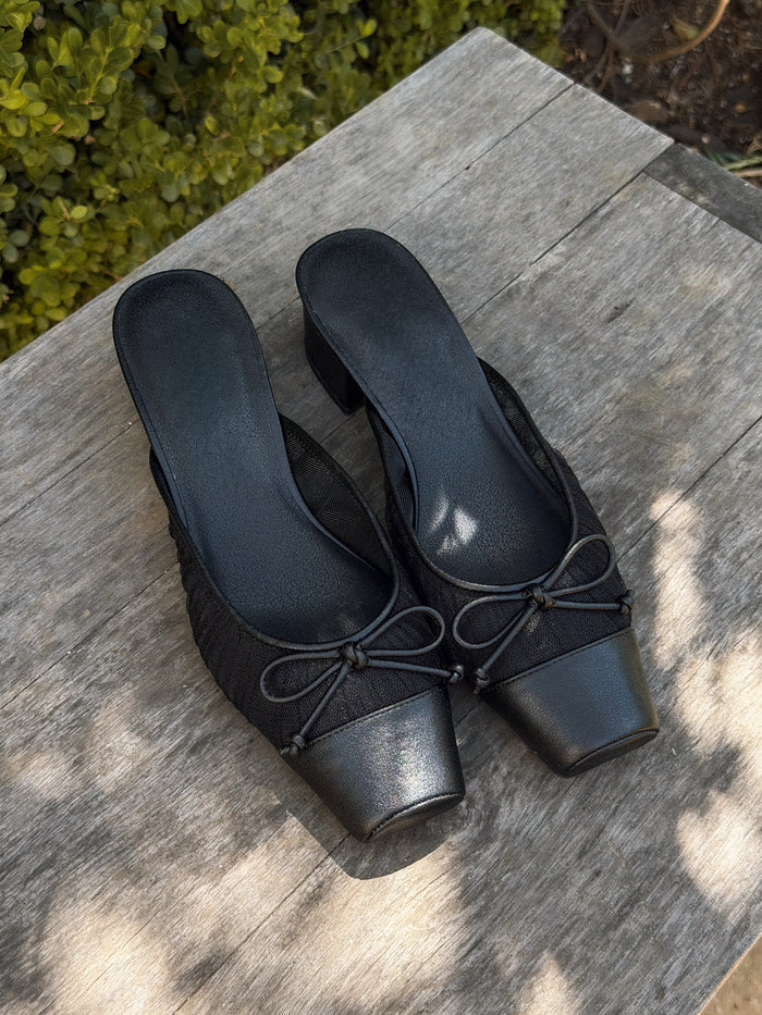 Geneva Tulle Mule in Black - Stitch And Feather