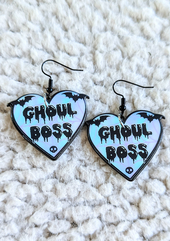 Ghoul Boss Bats Alternative Halloween Acrylic Earrings