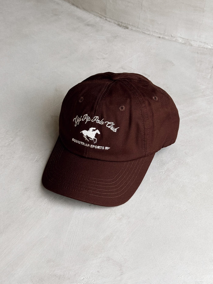 Gigi Polo Club Ball Cap in Chocolate - Stitch And Feather