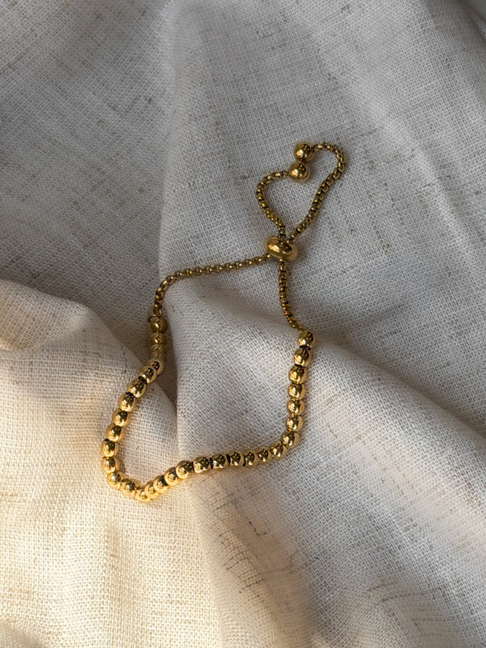 Gold Beaded Ball Bracelet - Stitch And Feather