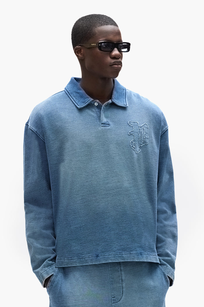 Gothic P Rugby Shirt with self applique Gothic "P" on chest, crafted from midweight fleece.