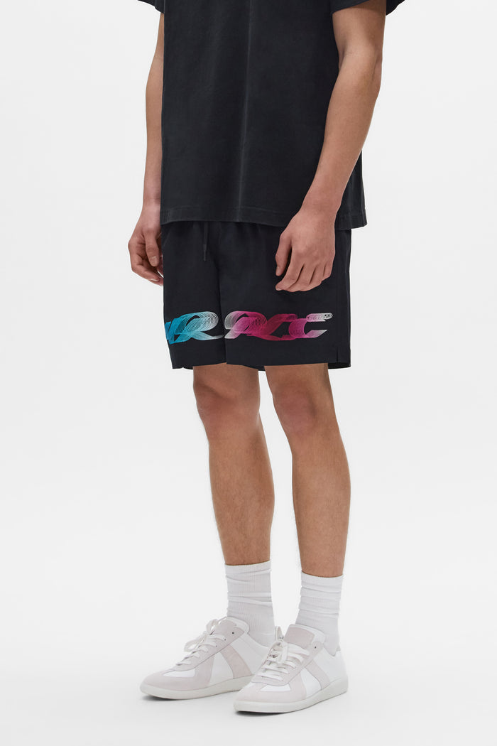 Gradient Ribbon All Around Short in regular fit with elastic waistband and multicolor logo.