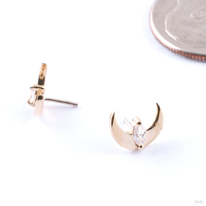 Guardian Mercury Press-fit End in Gold from Junipurr Jewelry in yellow gold with clear CZ