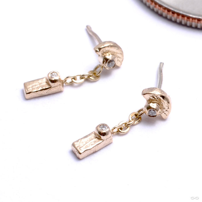Half Full Stone Dottie with Drip Press-fit End in Gold from Pupil Hall with diamond