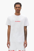 Half & Half Wordmark Tee in white, made from 100% cotton with textured jersey fabric.