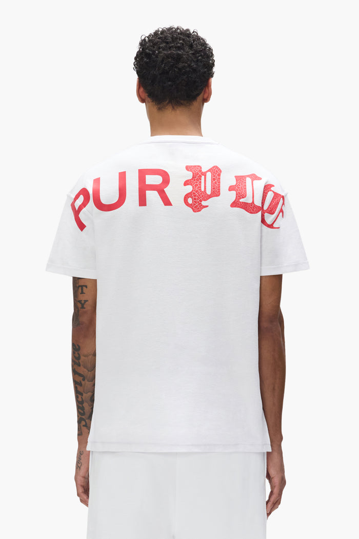 Half & Half Wordmark Tee in white, 100% cotton, regular fit, textured jersey fabric.