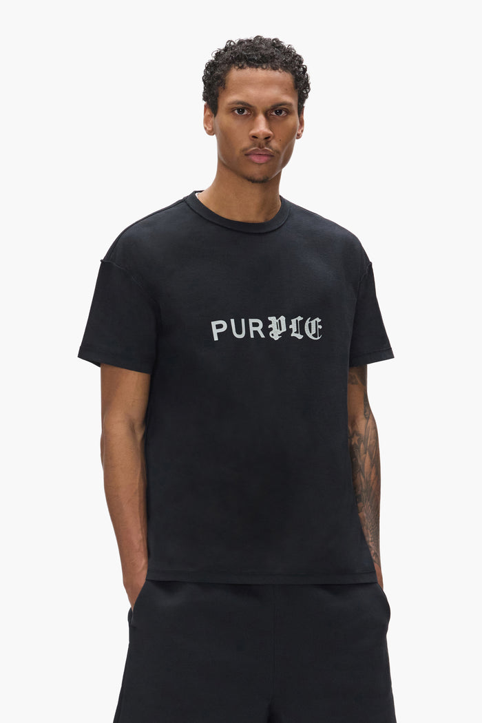 Half & Half Wordmark Tee in white, 100% cotton, regular fit, textured jersey, screen print design.