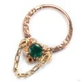Hammered Amulet Seam Ring in 14k Rose & Yellow Gold with Emerald from Sacred Symbols