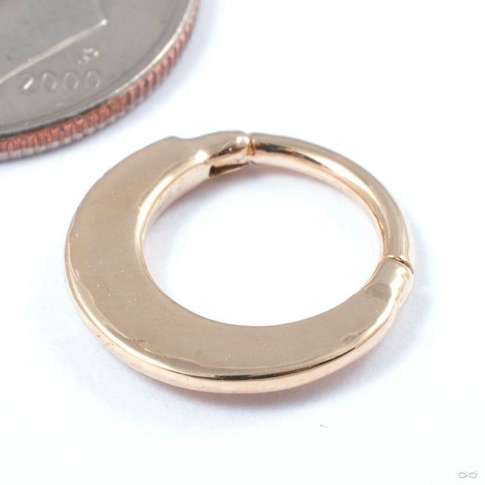 Hammered Shield Clicker in Gold from Sacred Symbols in yellow gold back view