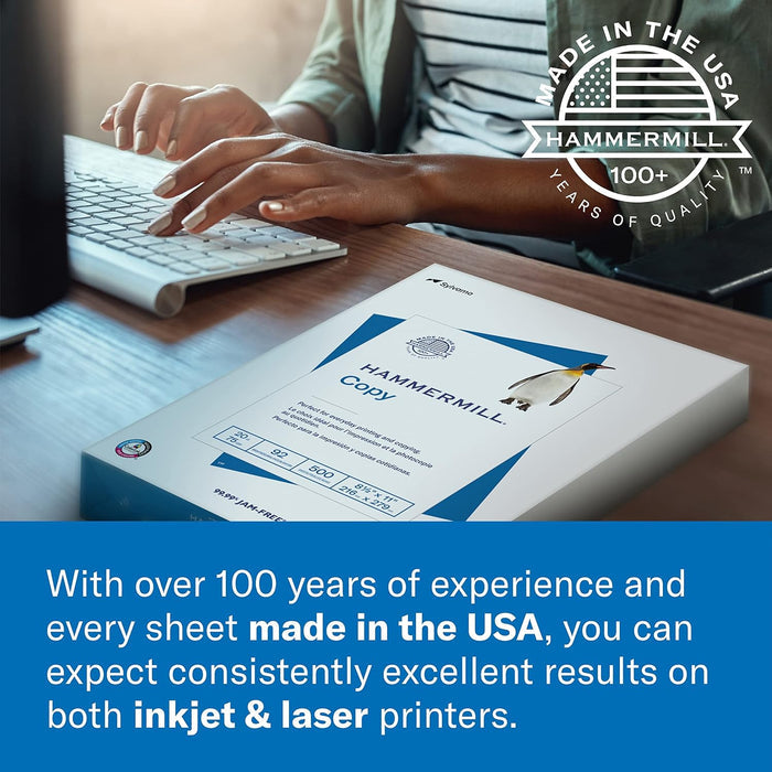 Hammermill Printer Paper, 20 lb Copy, 8.5 x 11-8 Ream (4,000 Sheets) - 92 Bright, Made in the USA