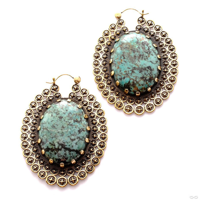 Heirloom Earrings with Stone from Tawapa in Brass with Turquoise