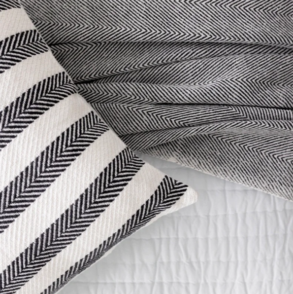 Herringbone Cotton Charcoal Throw