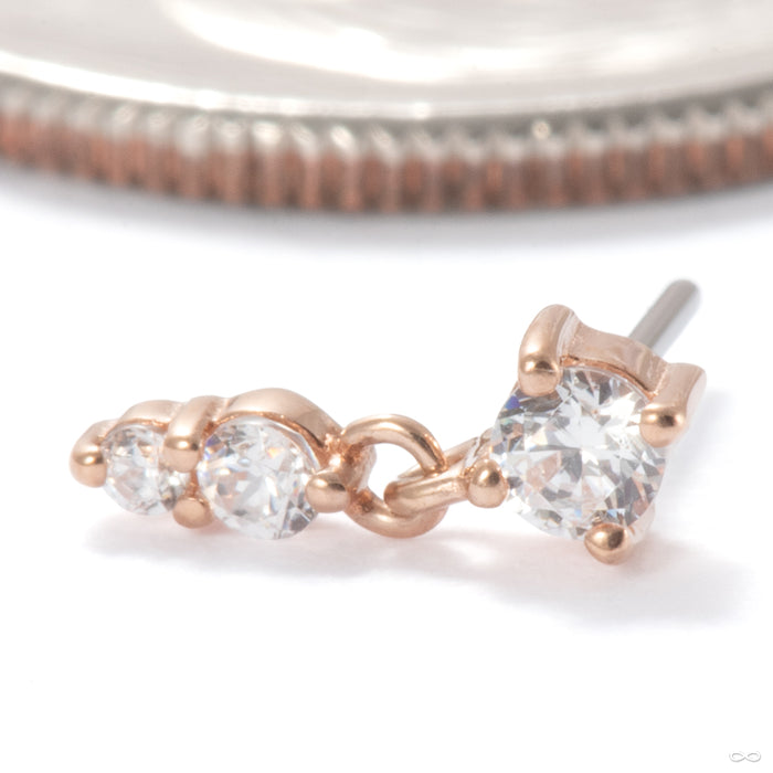 High Noon Press-fit End in 14k Rose Gold with Clear CZ from Ember Body Jewelry