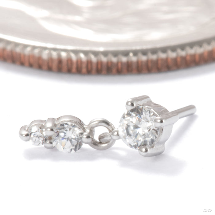 High Noon Press-fit End in 14k White Gold with Clear CZ from Ember Body Jewelry
