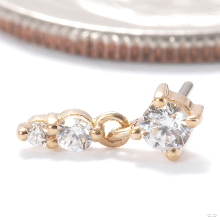 High Noon Press-fit End in 14k Yellow Gold with Clear CZ from Ember Body Jewelry
