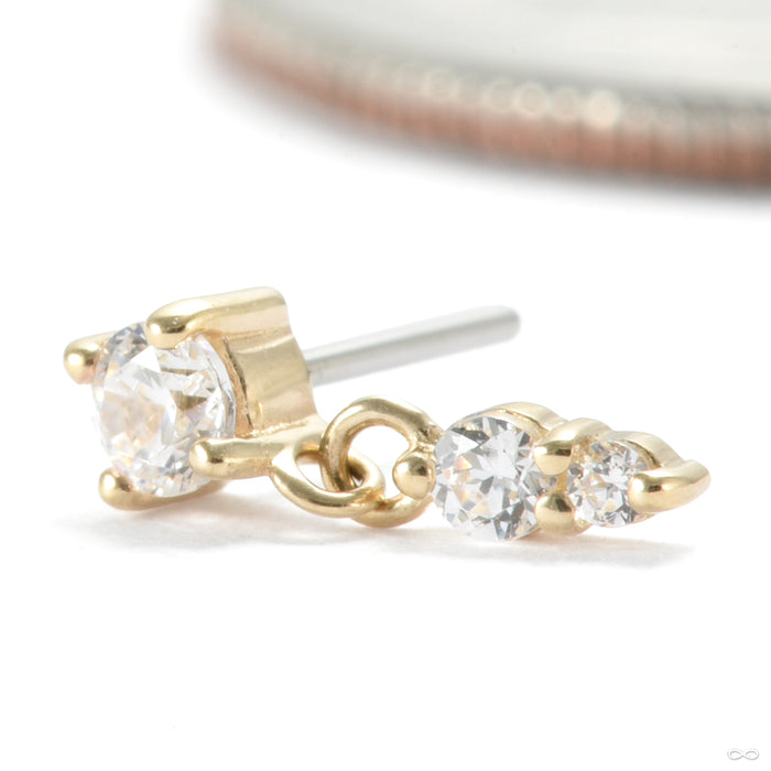 High Noon Press-fit End in 14k Yellow Gold with Clear CZ from Ember Body Jewelry
