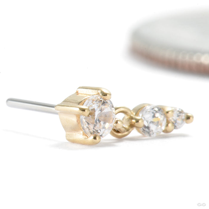 High Noon Press-fit End in 14k Yellow Gold with Clear CZ from Ember Body Jewelry