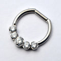 Hinged Ring with Five Prong-set Gemstones in Titanium from Intrinsic with Clear CZ