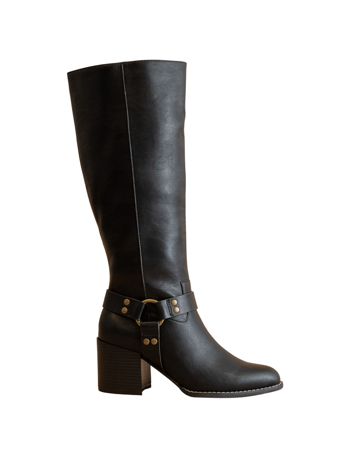 Hollie Knee High Boot in Black - Stitch And Feather