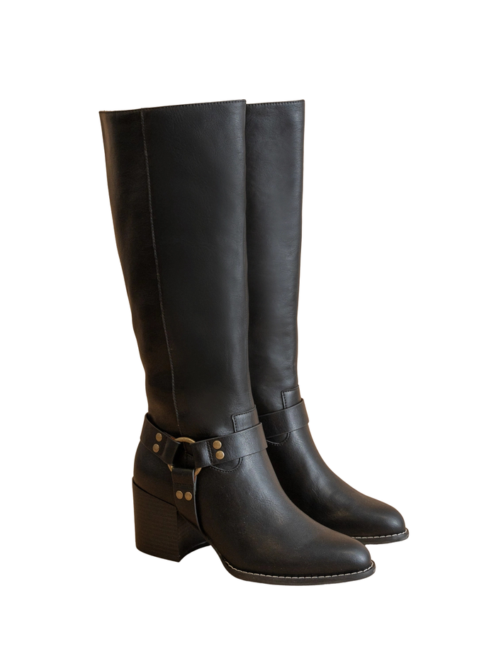 Hollie Knee High Boot in Black - Stitch And Feather