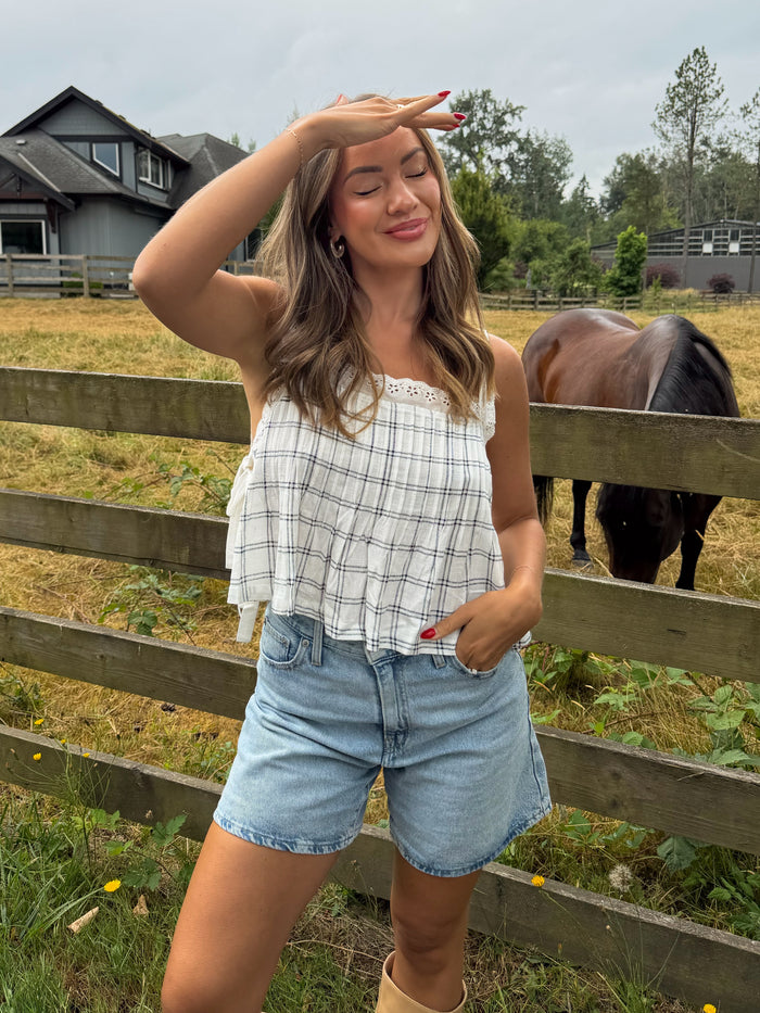 Hollis Plaid Eyelet Top - Stitch And Feather