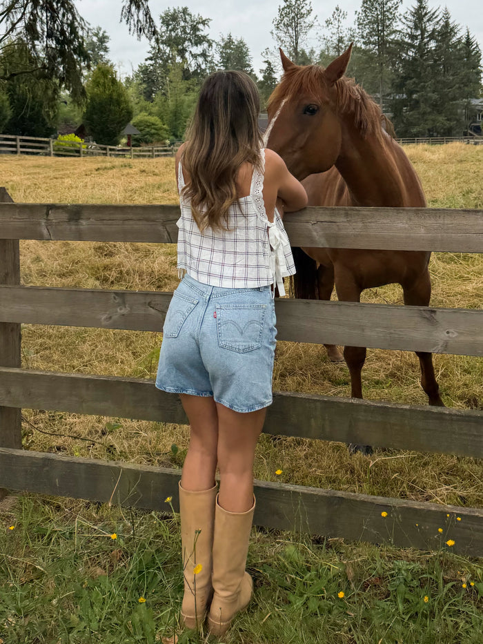 Hollis Plaid Eyelet Top - Stitch And Feather