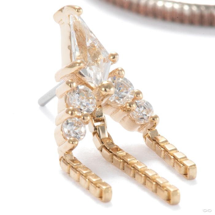 Holy Smokes Press-fit End in 14k Yellow Gold with Clear CZ from Ember Body Jewelry